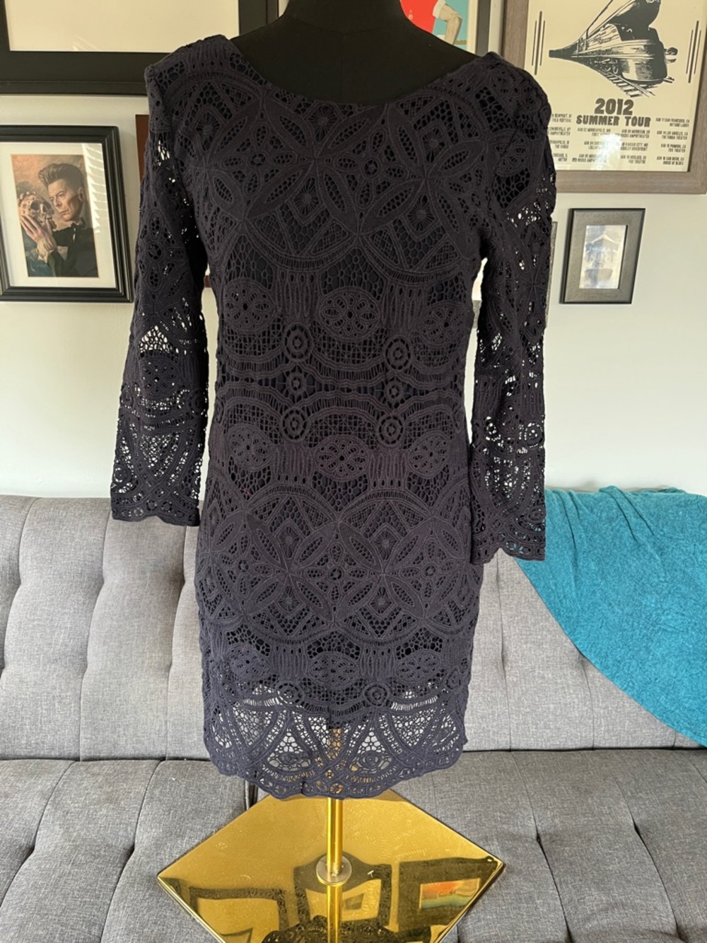 Sezane "Sarah" Women's Navy Lace Sheath Dress Size 34/US 2